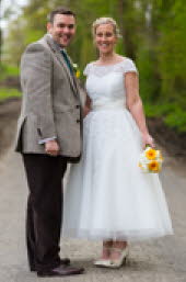 Embroidered lace wedding dress